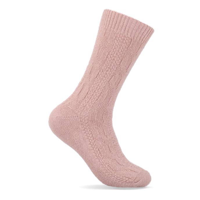 totes toasties® Ladies Chunky Twist Wool Boot Socks (Twin Pack) Oat / Lilac Extra Image 3